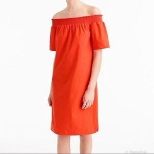 J. Crew 6T Smocked Off-shoulder Dress in Orange